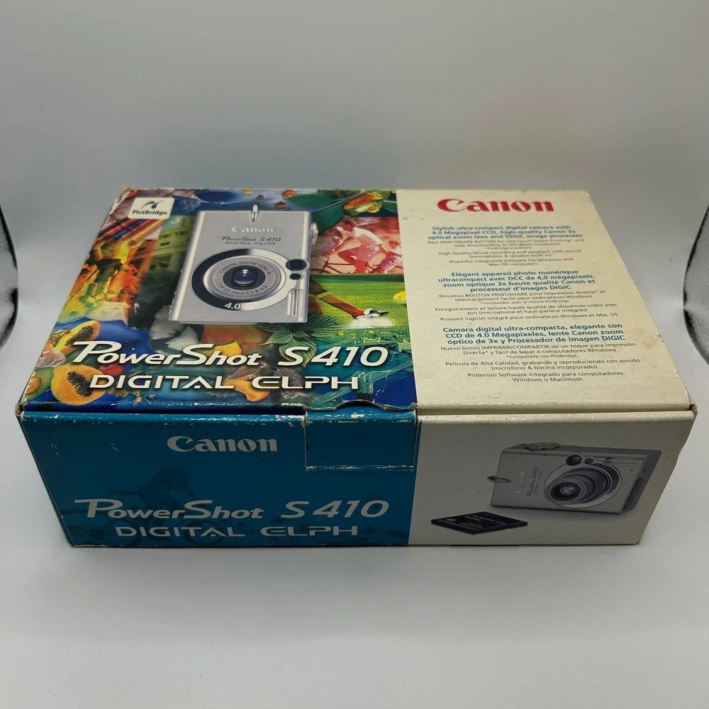 Canon PowerShot S410 Digital ELPH 4MP Camera w/original box for Parts/Repair